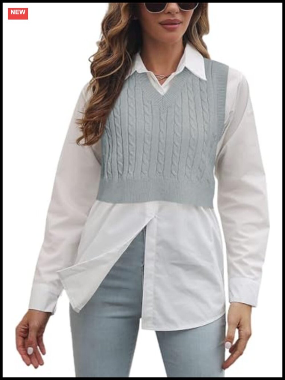 Sleeveless Sweater Vest Argyle Knit V-Neck Cropped Tank Top Preppy